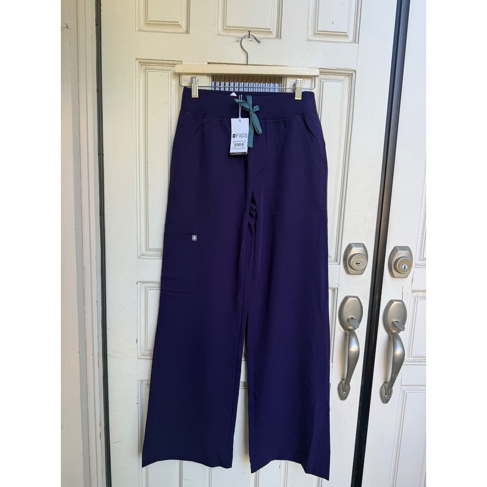 FIGS Isabel High Waisted Wide Leg Scrub Pants Purple Jam Size XS NWT